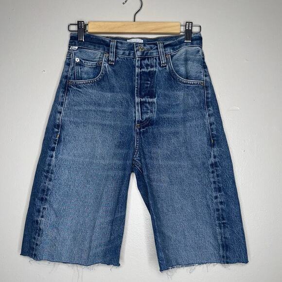 Citizen’s of Humanity Ayla Raw Hem Jean Shorts Cut-Off Babylonia Blue 23 - Picture 2 of 8